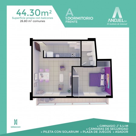 1 Dormitorio A - Edificio Miraggio