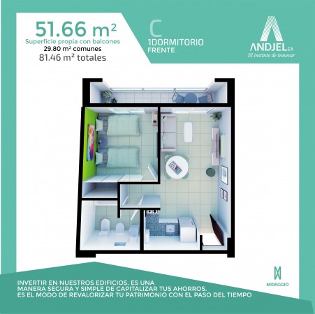 1 Dormitorio C - Edificio Miraggio