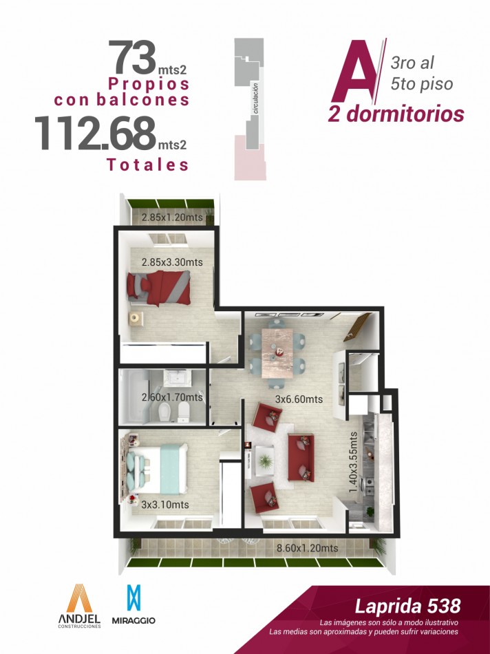 2 Dormitorios Frente a estrenar